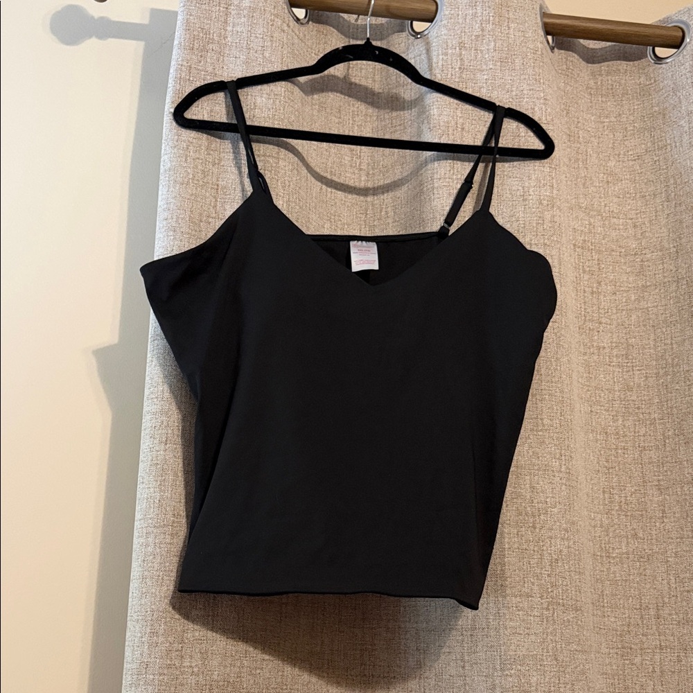 NOBO XXL Black Women's V-Neck Spaghetti Strap Tankini Top